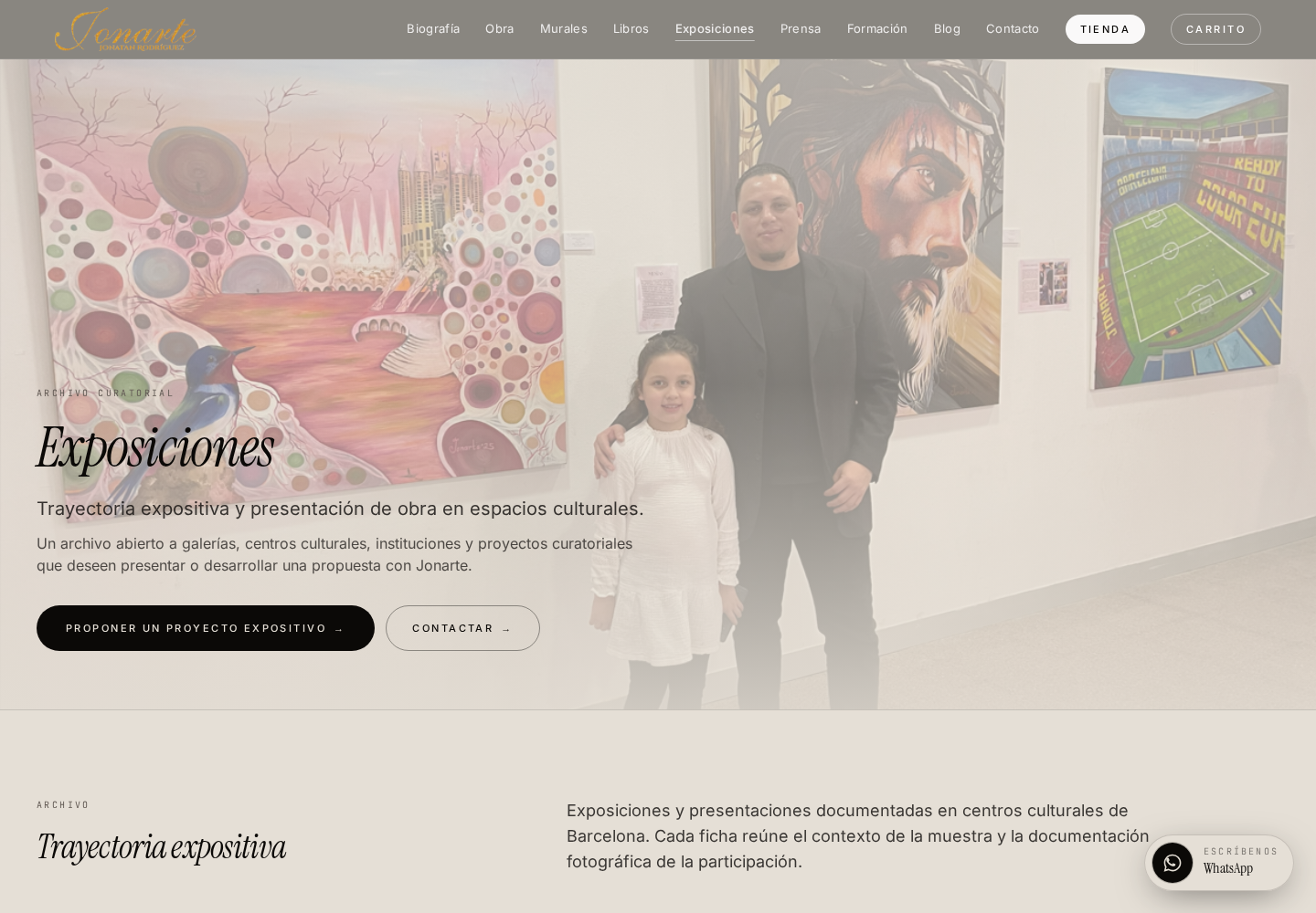 Sección de exposiciones de la web de Jonarte