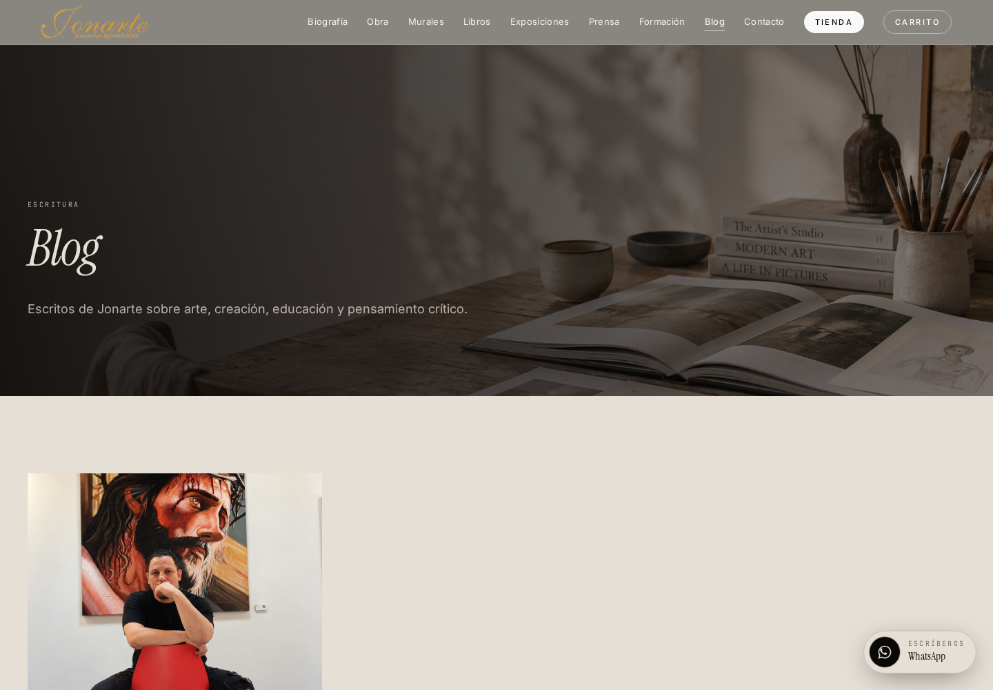 Sección de blog y contenidos de la web de Jonarte