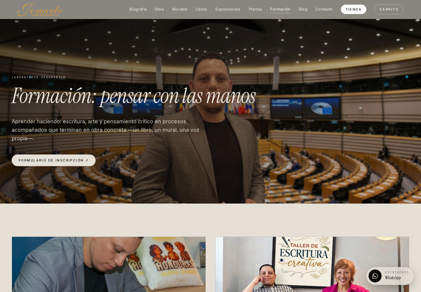 Sección de formación de la web de Jonarte