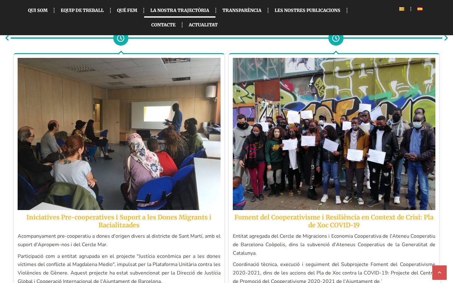 Línea de tiempo de la trayectoria de Migress en su web