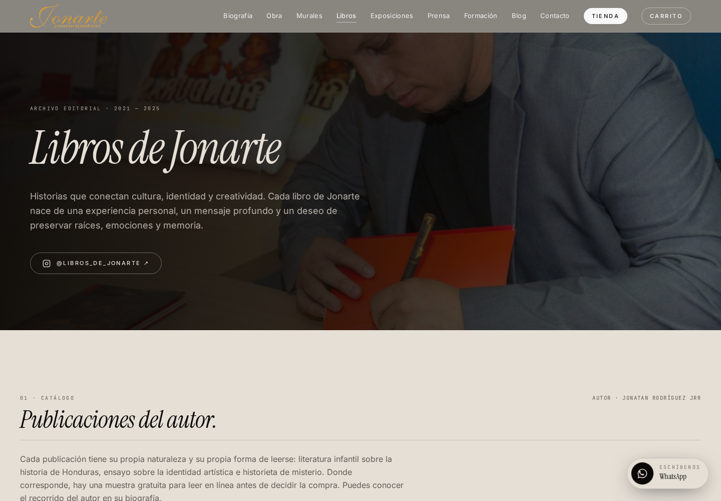 Área de libros y publicaciones en la web de Jonarte