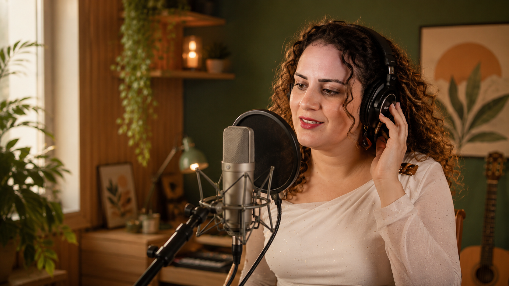 Yadi grabando en estudio, uno de los contenidos del proyecto
