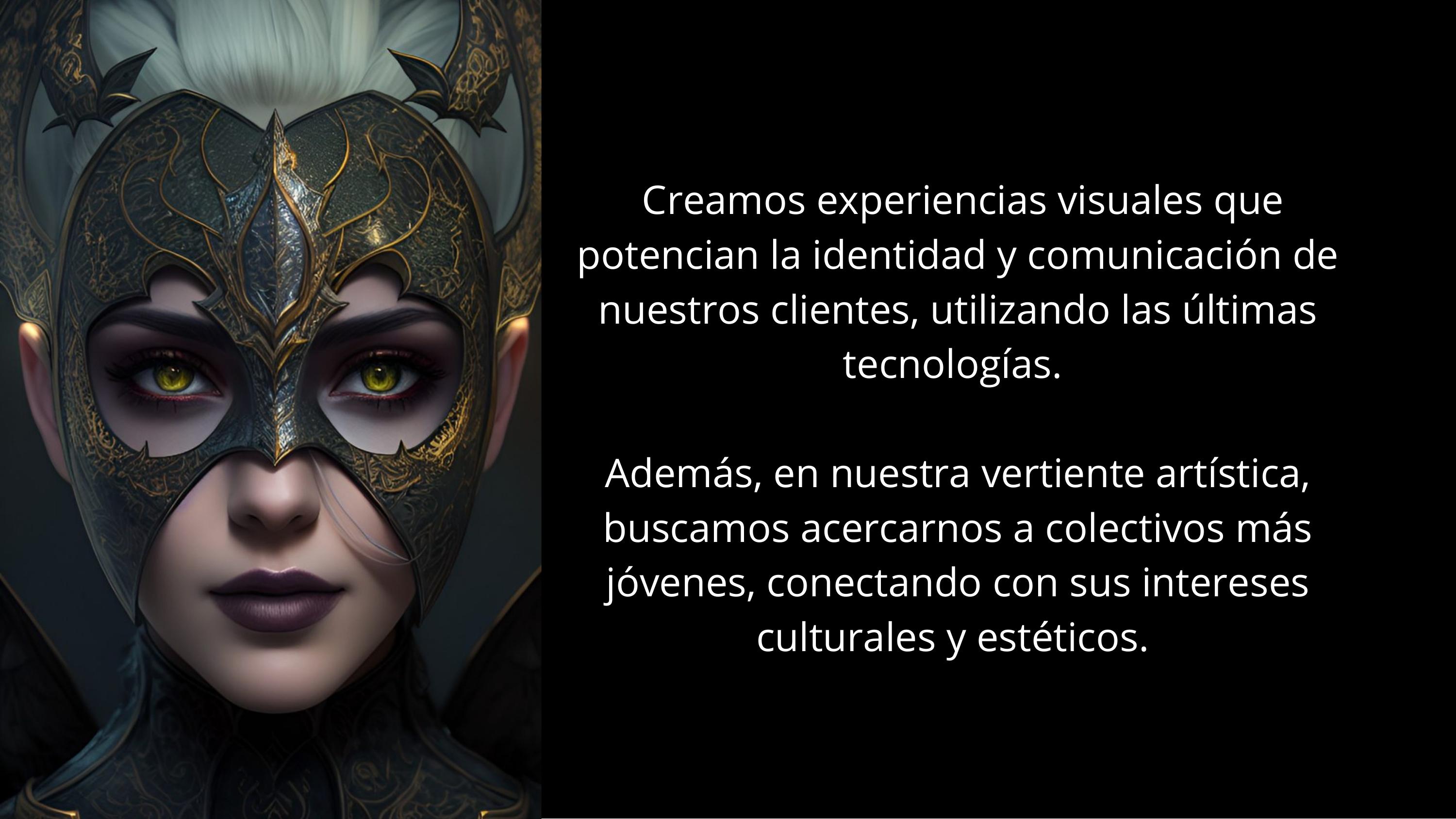 Aplicación artística Draccoo: figura con máscara dorada y ojos verdes